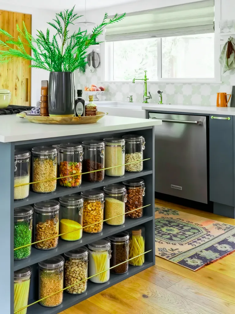 Add Slim Shelves at The Edge of The Cabinetry