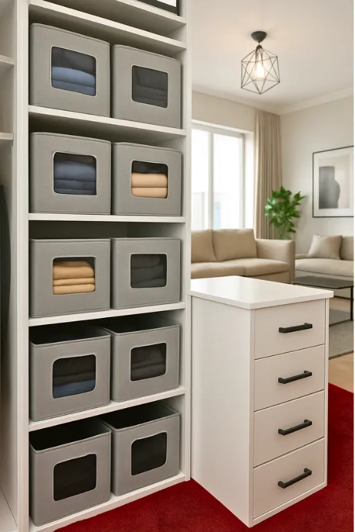 Fold Sweaters in Transparent Boxes for Closet