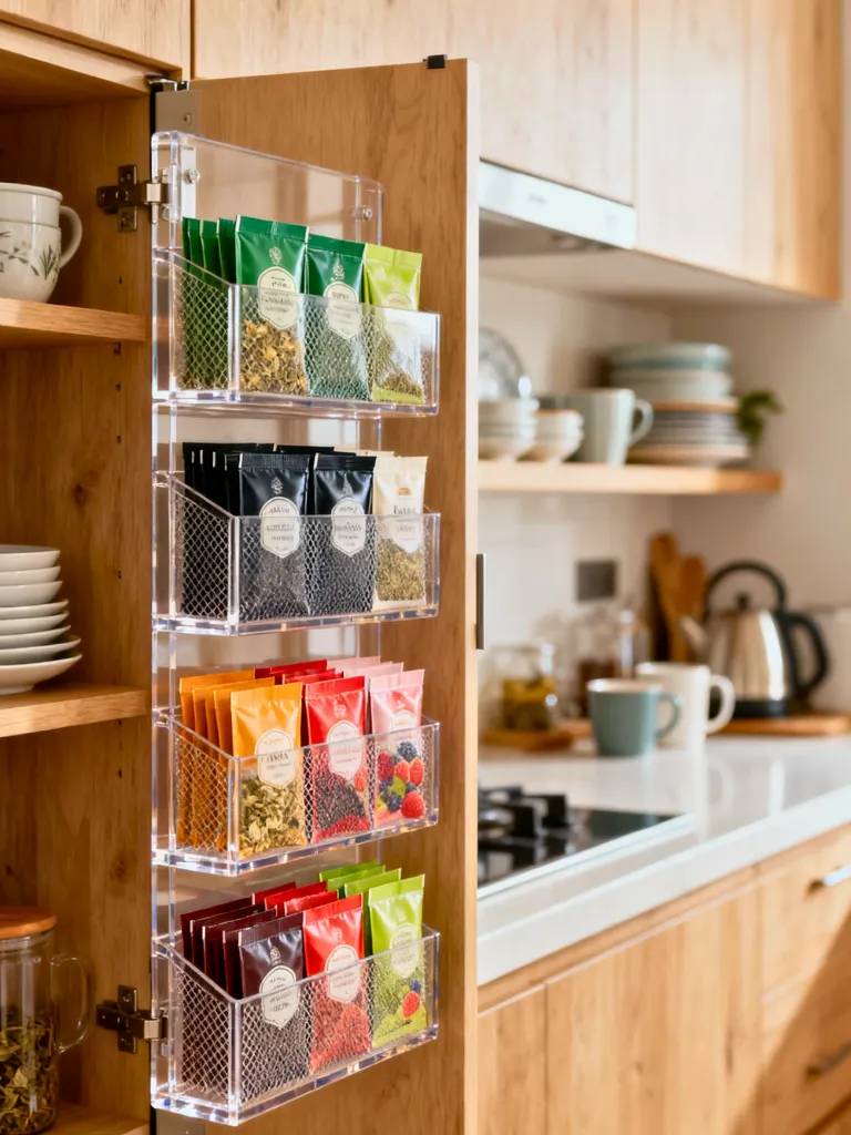 Keep Tea Bags In The Doors Of Cabinets