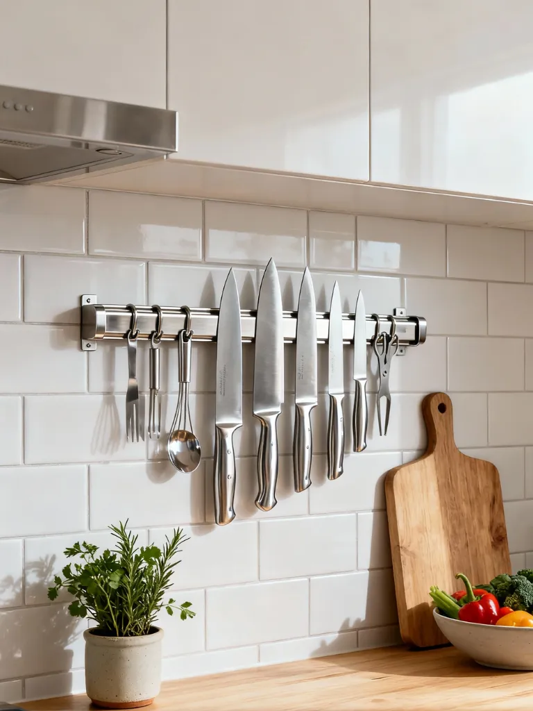 Use a Magnetic Knife Holder in your Wall Storage