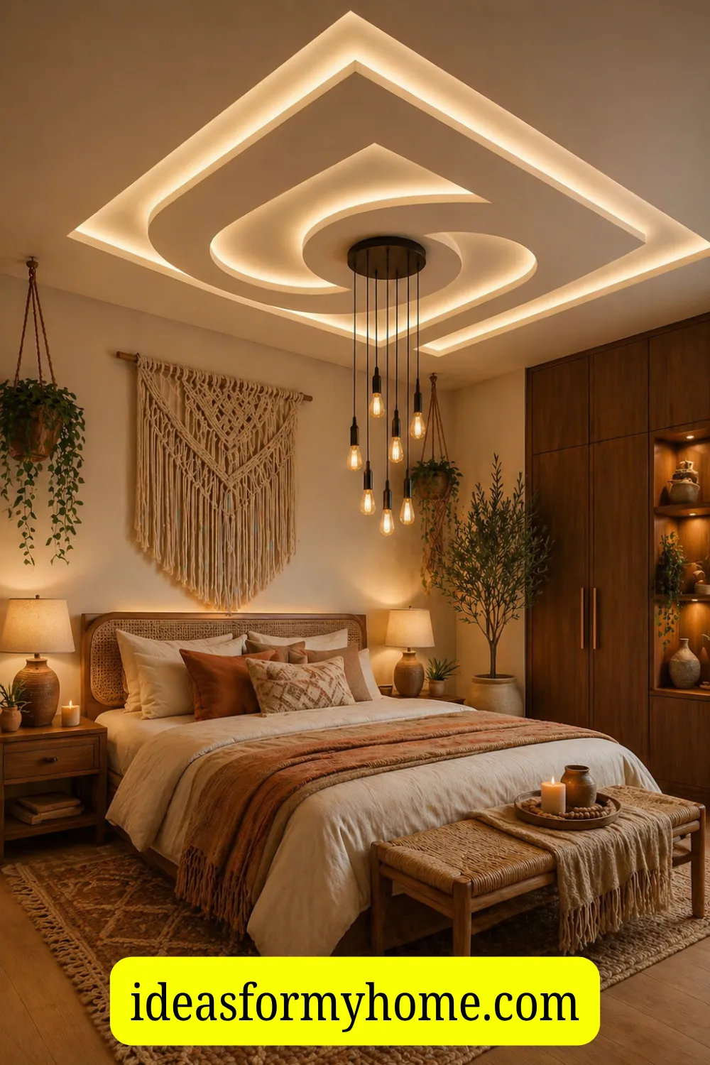 Cozy Modern Boho Bedroom With Layered Natural Textures