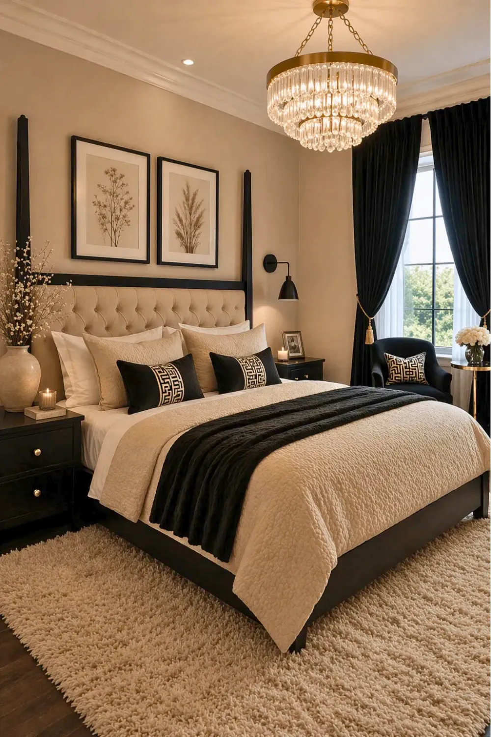 Elegant Layered Neutrals with Statement Lighting