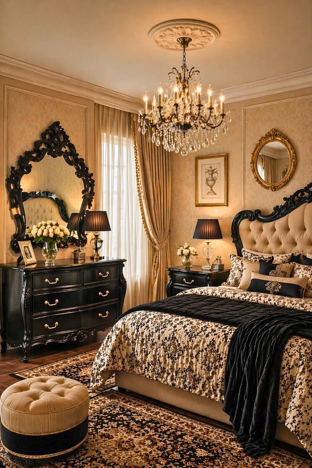 Elegant Vintage Glam with Beige and Black