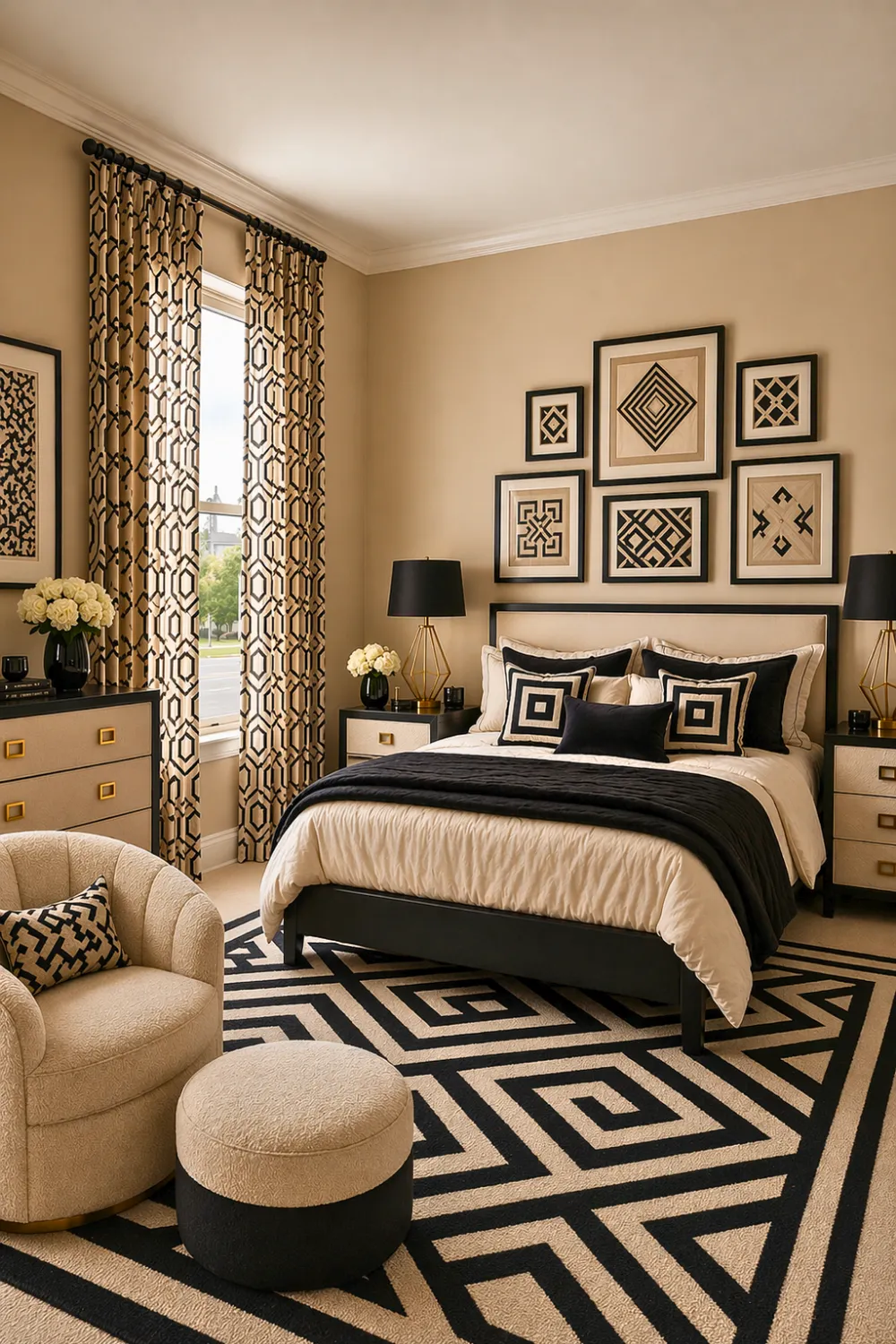 Geometric Contrast with Beige Calm