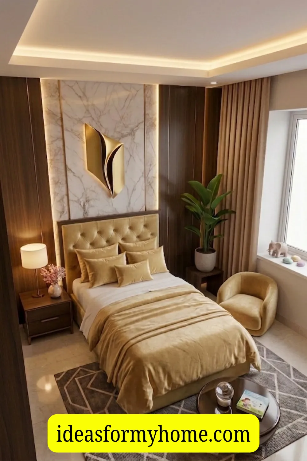 Glam Gold Accent Girls Bedroom