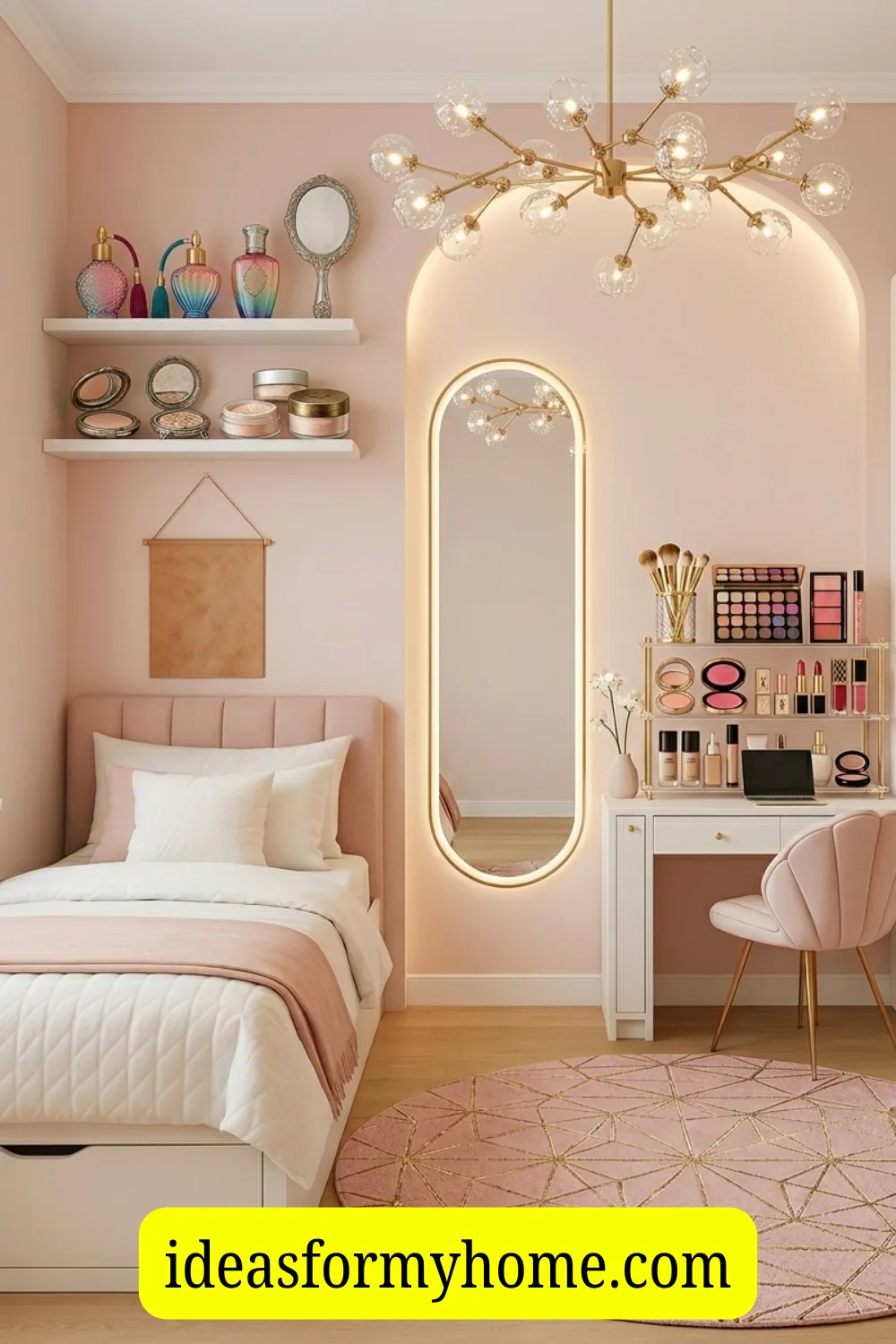 Glam Vanity Corner in a Girls Bedroom