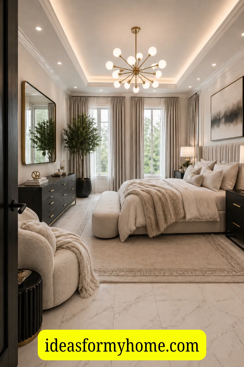 Layered Neutral Luxury with Statement Lighting