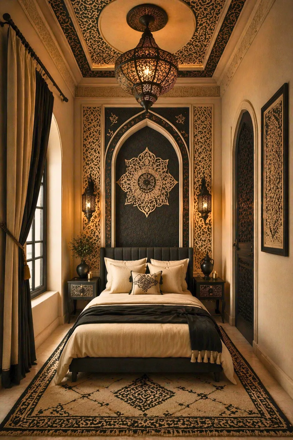 Moroccan-Inspired Beige and Black Elegance