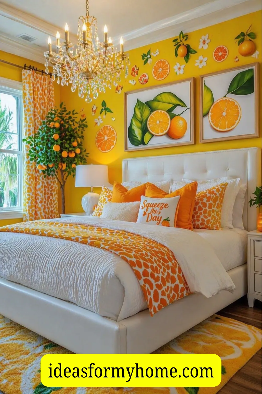 Playful Fruit-Themed Yellow Bedroom