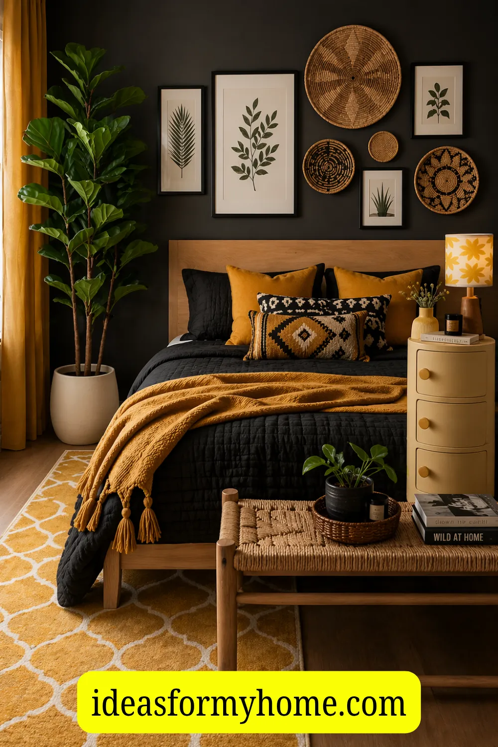 Warm Mustard Yellow Scandinavian and Boho Retreat