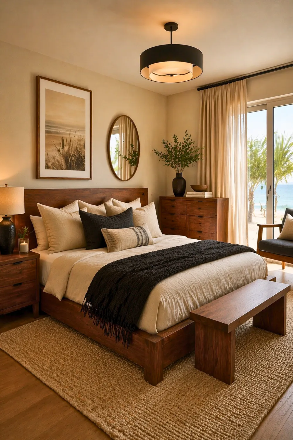 Warm Natural Wood and Soft Beige Layers