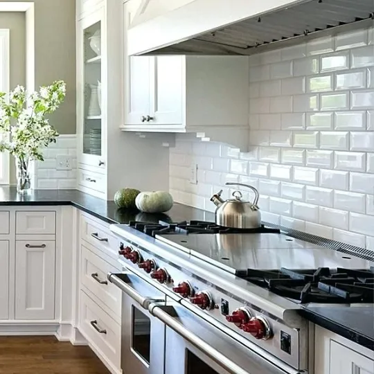 Beveled Subway Tile Backsplash