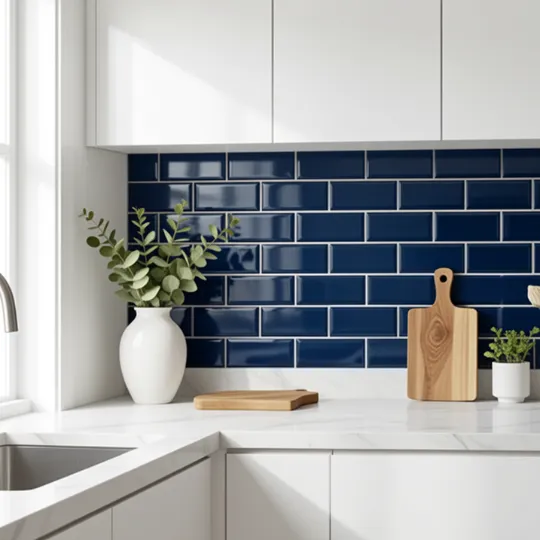 Deep Blue Tile for Kitchen Backsplash
