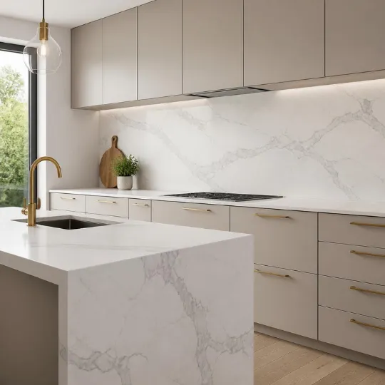 Large-Format Slab Kitchen Backsplash