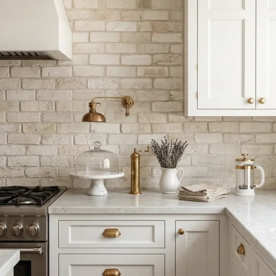 Natural Brick or Brick-Look Tile Kitchen Backsplash