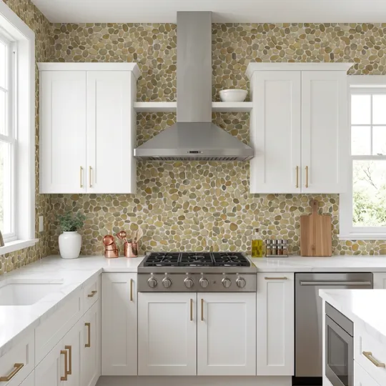 Natural Stone Mosaic Kitchen Backsplash