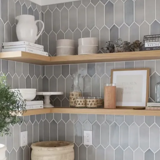 Soft Gray Stone Kitchen Backsplash