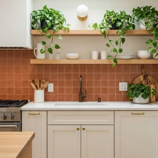 Warm Terracotta Kitchen Backsplash